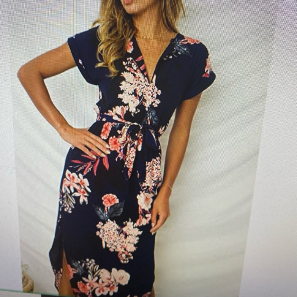 ECOWISH Women’s floral, belted, dress XL, NWOT🌷